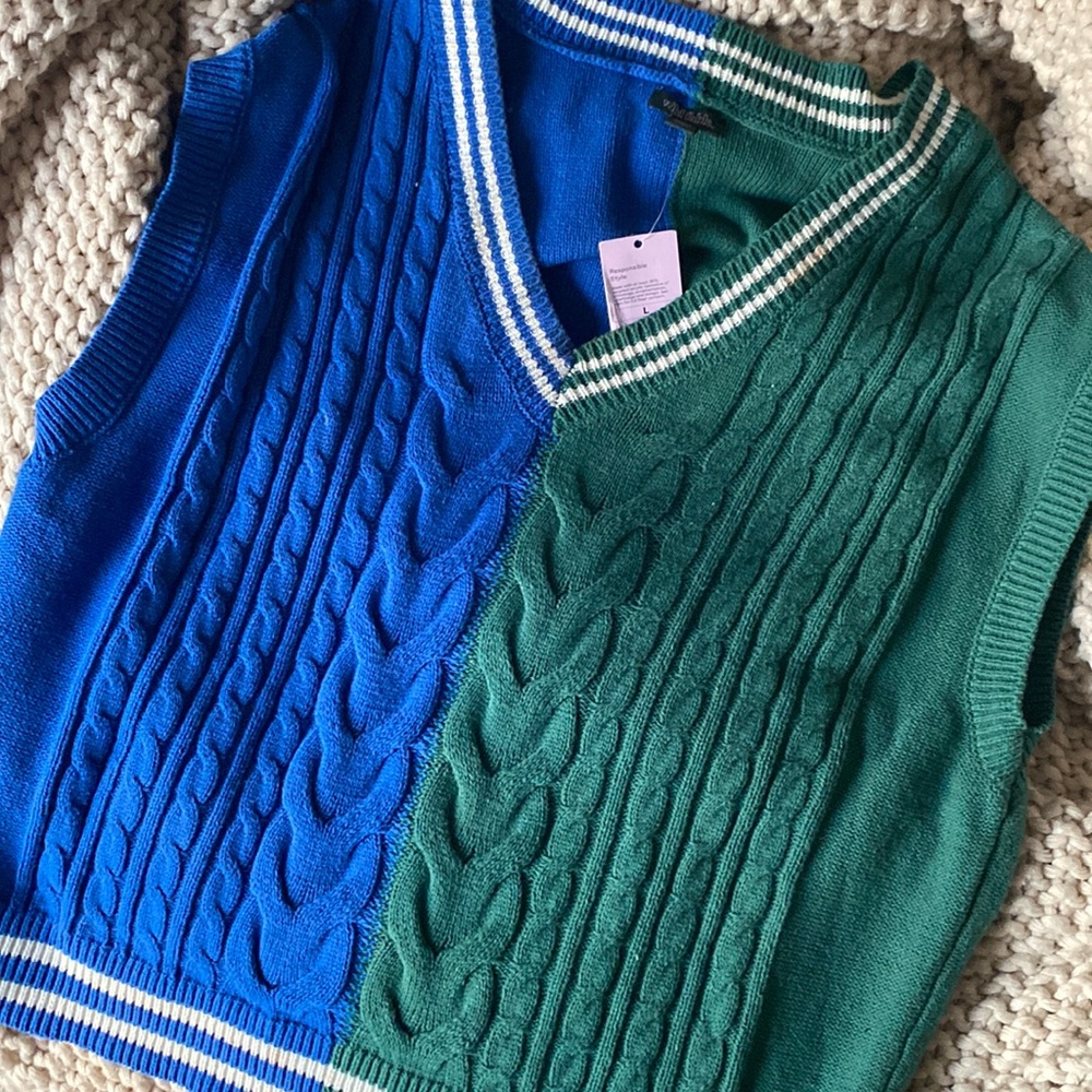 Wild Fable Blue and Green Sweater Vest